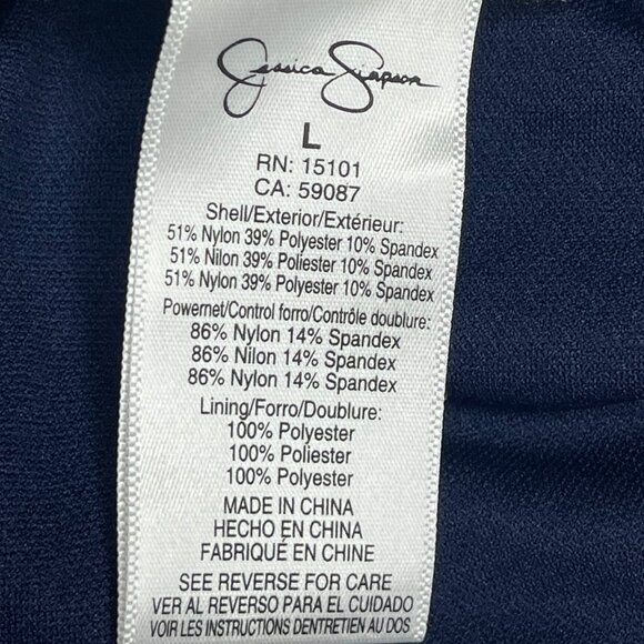 NEW Jessica Simpson Large One Piece Swimsuit Navy Textured Gold Underwire Modest - Picture 6 of 9